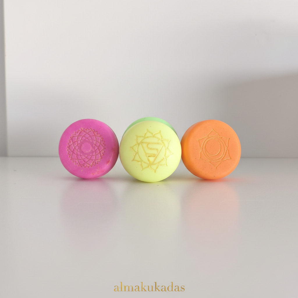 Jabones chakra almakukadas - detalle tres colores