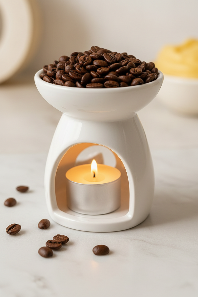 Quemador con granos de café