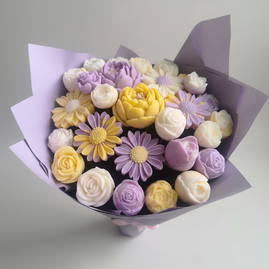 Velas artesanales en forma de flores - colores mejorados